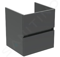 Ideal Standard Eurovit - Umyvadlová skříňka, 55x50x44 cm, 2 zásuvky, lesklá šedá R0256TI