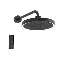 Ideal Standard Idealrain Solos - Hlavová sprcha s připojením, průměr 33 cm, 3 proudy, s LED osvětlením, hedvábná černá A7890XG