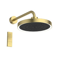 Ideal Standard Idealrain Solos - Hlavová sprcha s připojením, průměr 33 cm, 3 proudy, s LED osvětlením, kartáčované zlato A7890A