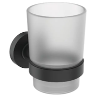 Ideal Standard IOM - Pohárek na kartáčky a pastu s držákem, černá/satinované sklo A9120XG