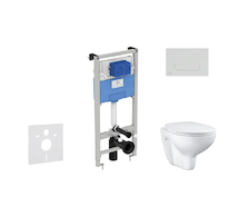 Ideal Standard ProSys - Set předstěnové instalace, klozetu a sedátka  Bau Ceramic, tlačítka Oleas M1, Rimless, SoftClose, bílá P