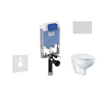 Ideal Standard ProSys - Set předstěnové instalace, klozetu a sedátka Bau Ceramic, tlačítka Oleas M1, Rimless, SoftClose, bílá P