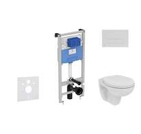 Ideal Standard ProSys - Set předstěnové instalace, klozetu a sedátka Eurovit, tlačítka Oleas M2, Rimless, SoftClose, chrom ProS