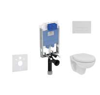 Ideal Standard ProSys - Set předstěnové instalace, klozetu a sedátka Eurovit, tlačítka Oleas M2, Rimless, SoftClose, chrom ProS