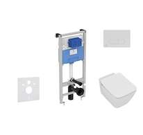 Ideal Standard ProSys - Set předstěnové instalace, klozetu a sedátka Strada II, tlačítka Oleas M1, Aquablade, SoftClose, bílá P