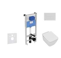 Ideal Standard ProSys - Set předstěnové instalace, klozetu a sedátka Strada II, tlačítka Oleas M2, Aquablade, SoftClose, chrom