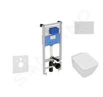 Ideal Standard ProSys - Set předstěnové instalace, klozetu a sedátka Strada II, tlačítka Oleas M2, Aquablade, SoftClose, chrom