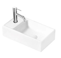 kielle Arkas I - Umývátko 42x23 cm, bez přepadu, 1 otvor pro baterii vlevo, bílá 30611400L