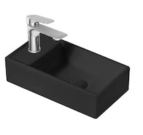 kielle Arkas I - Umývátko 42x23 cm, bez přepadu, 1 otvor pro baterii vlevo, matná černá 30611404L