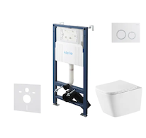 kielle Genesis New - Set předstěnové instalace, klozetu Arkas I, Vortex Rimless+, sedátka softclose a tlačítka Gemini New II, le