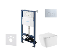 kielle Genesis New - Set předstěnové instalace, klozetu Arkas I, Vortex Rimless+, sedátka softclose a tlačítka Gemini New II, le