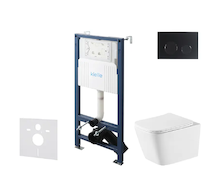 kielle Genesis New - Set předstěnové instalace, klozetu Arkas I, Vortex Rimless+, sedátka softclose a tlačítka Gemini New II, ma
