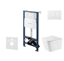 kielle Genesis New - Set předstěnové instalace, klozetu Arkas I, Vortex Rimless+, sedátka softclose a tlačítka Gemini New III, l