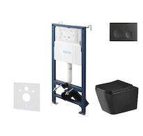 kielle Genesis New - Set předstěnové instalace, klozetu Arkas I, Vortex Rimless+, sedátka softclose a tlačítka Gemini New I, mat