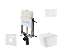 kielle Genesis New - Set předstěnové instalace, klozetu Arkas I, Vortex Rimless+, sedátka softclose a tlačítka Gemini New I, les