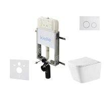 kielle Genesis New - Set předstěnové instalace, klozetu Arkas I, Vortex Rimless+, sedátka softclose a tlačítka Gemini New II, le