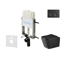 kielle Genesis New - Set předstěnové instalace, klozetu Arkas I, Vortex Rimless+, sedátka softclose a tlačítka Gemini New I, mat