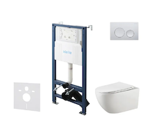 kielle Genesis New - Set předstěnové instalace, klozetu Gaia, Rimless, sedátka softclose a tlačítka Gemini New I, lesklý chrom 3