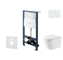 kielle Genesis New - Set předstěnové instalace, klozetu Nefia, Vortex Rimless+, sedátka softclose a tlačítka Gemini New I, leskl