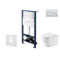 kielle Genesis New - Set předstěnové instalace, klozetu Nefia, Vortex Rimless+, sedátka softclose a tlačítka Gemini New I, leskl