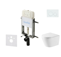 kielle Genesis New - Set předstěnové instalace, klozetu Nefia, Vortex Rimless+, sedátka softclose a tlačítka Gemini New I, leskl