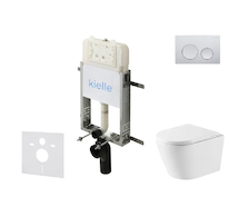 kielle Genesis New - Set předstěnové instalace, klozetu Nefia, Vortex Rimless+, sedátka softclose a tlačítka Gemini New I, leskl