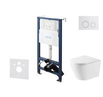 kielle Genesis New - Set předstěnové instalace, klozetu Nefia, Vortex Rimless+, sedátka softclose a tlačítka Gemini New II, lesk