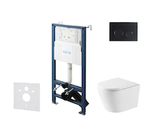 kielle Genesis New - Set předstěnové instalace, klozetu Nefia, Vortex Rimless+, sedátka softclose a tlačítka Gemini New II, matn