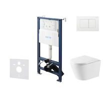 kielle Genesis New - Set předstěnové instalace, klozetu Nefia, Vortex Rimless+, sedátka softclose a tlačítka Gemini New III, les