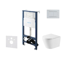 kielle Genesis New - Set předstěnové instalace, klozetu Nefia, Vortex Rimless+, sedátka softclose a tlačítka Gemini New III, les