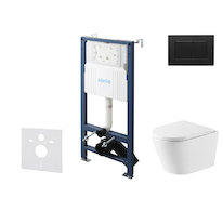 kielle Genesis New - Set předstěnové instalace, klozetu Nefia, Vortex Rimless+, sedátka softclose a tlačítka Gemini New III, mat