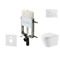 kielle Genesis New - Set předstěnové instalace, klozetu Nefia, Vortex Rimless+, sedátka softclose a tlačítka Gemini New II, lesk