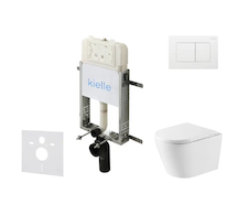 kielle Genesis New - Set předstěnové instalace, klozetu Nefia, Vortex Rimless+, sedátka softclose a tlačítka Gemini New III, les