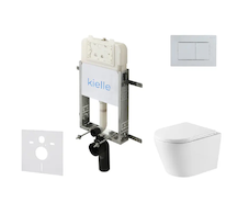 kielle Genesis New - Set předstěnové instalace, klozetu Nefia, Vortex Rimless+, sedátka softclose a tlačítka Gemini New III, les