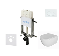 kielle Genesis New - Set předstěnové instalace, klozetu Oudee, Rimless, sedátka softclose a tlačítka Gemini New I, lesklá bílá 3