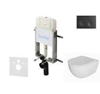 kielle Genesis New - Set předstěnové instalace, klozetu Oudee, Rimless, sedátka softclose a tlačítka Gemini New I, matná černá 3