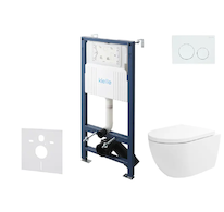 kielle Genesis New - Set předstěnové instalace, klozetu Oudee, Vortex Rimless+, sedátka softclose a tlačítka Gemini New I, leskl