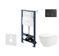 kielle Genesis New - Set předstěnové instalace, klozetu Oudee, Vortex Rimless+, sedátka softclose a tlačítka Gemini New I, matná