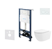 kielle Genesis New - Set předstěnové instalace, klozetu Oudee, Vortex Rimless+, sedátka softclose a tlačítka Gemini New I, leskl