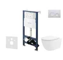 kielle Genesis New - Set předstěnové instalace, klozetu Oudee, Vortex Rimless+, sedátka softclose a tlačítka Gemini New I, leskl