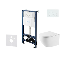 kielle Genesis New - Set předstěnové instalace, klozetu Oudee, Vortex Rimless+, sedátka softclose a tlačítka Gemini New I, leskl