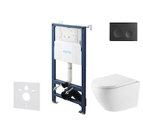 kielle Genesis New - Set předstěnové instalace, klozetu Oudee, Vortex Rimless+, sedátka softclose a tlačítka Gemini New I, matná
