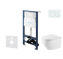 kielle Genesis New - Set předstěnové instalace, klozetu Oudee, Vortex Rimless+, sedátka softclose a tlačítka Gemini New I, leskl