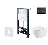 kielle Genesis New - Set předstěnové instalace, klozetu Oudee, Vortex Rimless+, sedátka softclose a tlačítka Gemini New I, matná