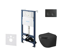 kielle Genesis New - Set předstěnové instalace, klozetu Oudee, Vortex Rimless+, sedátka softclose a tlačítka Gemini New I, matná
