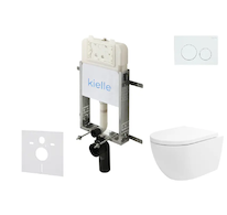 kielle Genesis New - Set předstěnové instalace, klozetu Oudee, Vortex Rimless+, sedátka softclose a tlačítka Gemini New I, leskl