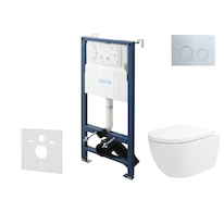 kielle Genesis New - Set předstěnové instalace, klozetu Oudee, Vortex Rimless+, sedátka softclose a tlačítka Gemini New II, lesk