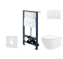 kielle Genesis New - Set předstěnové instalace, klozetu Oudee, Vortex Rimless+, sedátka softclose a tlačítka Gemini New III, les