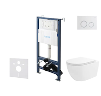 kielle Genesis New - Set předstěnové instalace, klozetu Oudee, Vortex Rimless+, sedátka softclose a tlačítka Gemini New II, lesk