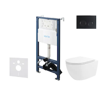 kielle Genesis New - Set předstěnové instalace, klozetu Oudee, Vortex Rimless+, sedátka softclose a tlačítka Gemini New II, matn